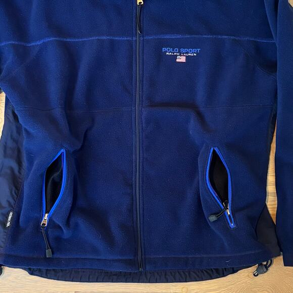 VTG 90s Ralph Lauren Polo Sport Fleece Jacket Thermal Pro Blue Men’s Size XL - Picture 6 of 8